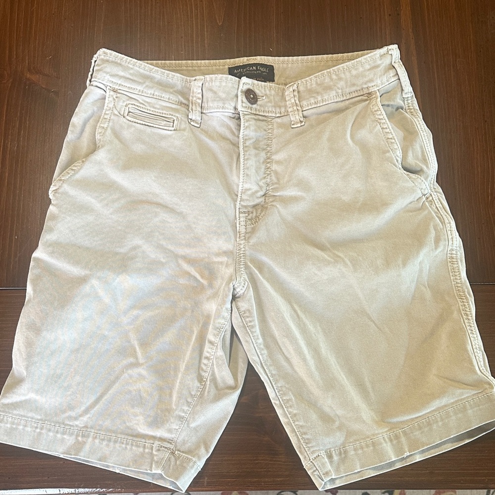 American Eagle Outfitters Men's Light Khaki Flat Front Shorts